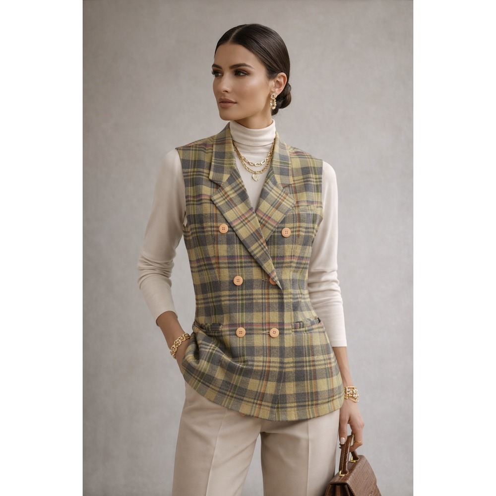 For Pete's Sake Plaid Vest Size 8 Academia Retro Preppy Y2K Power Look Tailored